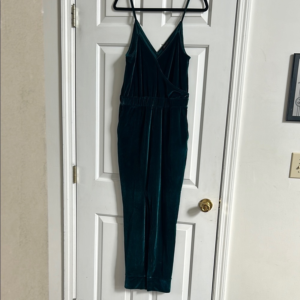 Elegant Dark Green Velvet Jumpsuit